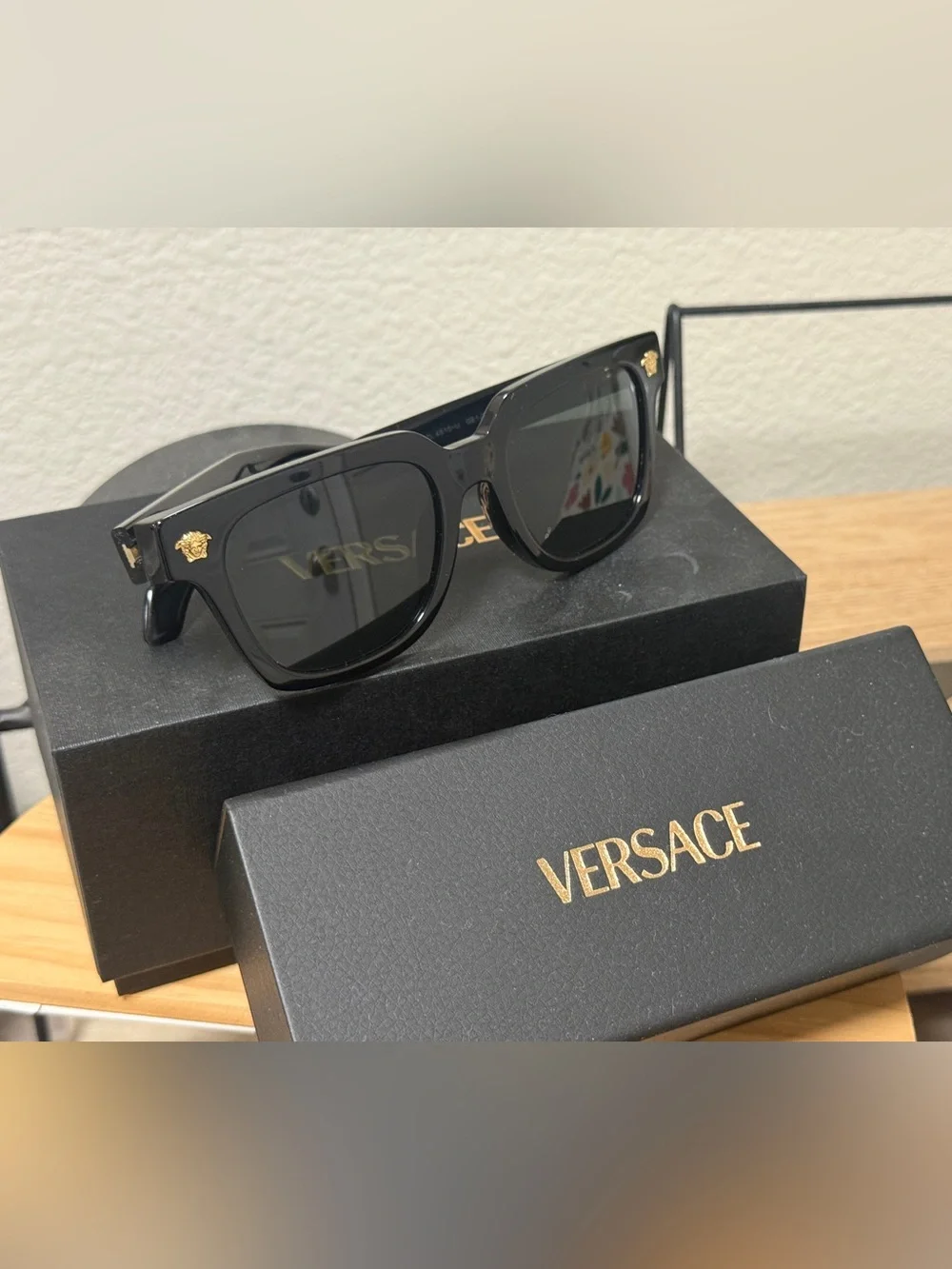 Versace Sunglasses with Gold Medusa Accents